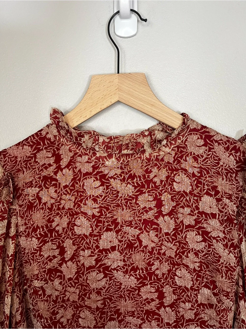 NWT Saints and Secrets Floral Boho Prairie Long Sleeve Midi Dress in Wine XS